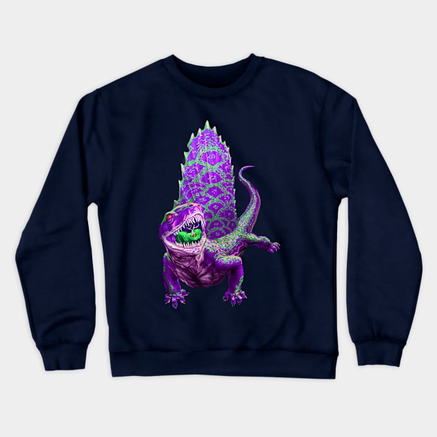 Purple Dimetrodon Crewneck Sweatshirt by AyotaIllustration